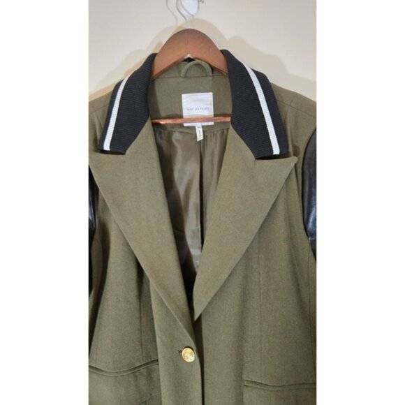 Avec Les Filles Miltary Styl Jacket Coat Blazer 1X 16 18 Trendy Faux Leather Slv - Picture 2 of 7